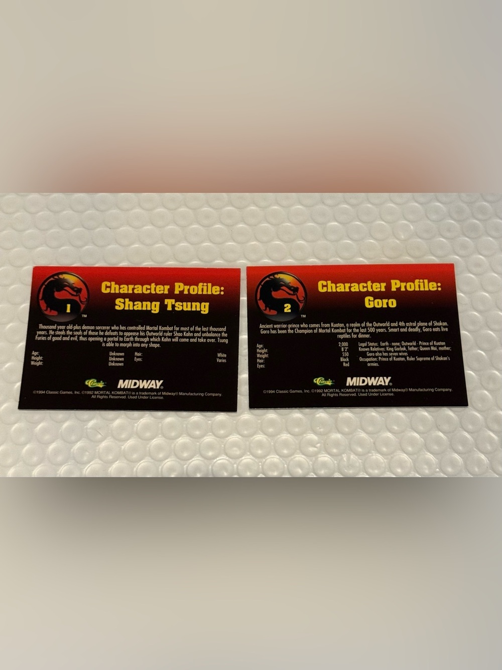 1994 Classic Games Mortal Kombat Series 1 Complete 100 Card Base Set w/7 LE card - Picture 9 of 11
